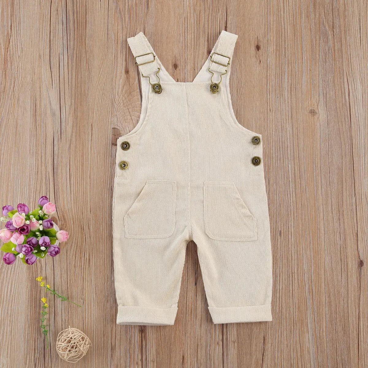 Baby Overalls Corduroy Pocket Romper Jumpsuit