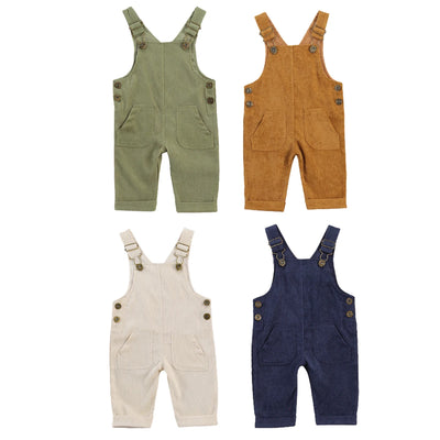 Baby Overalls Corduroy Pocket Romper Jumpsuit