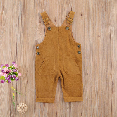 Baby Overalls Corduroy Pocket Romper Jumpsuit