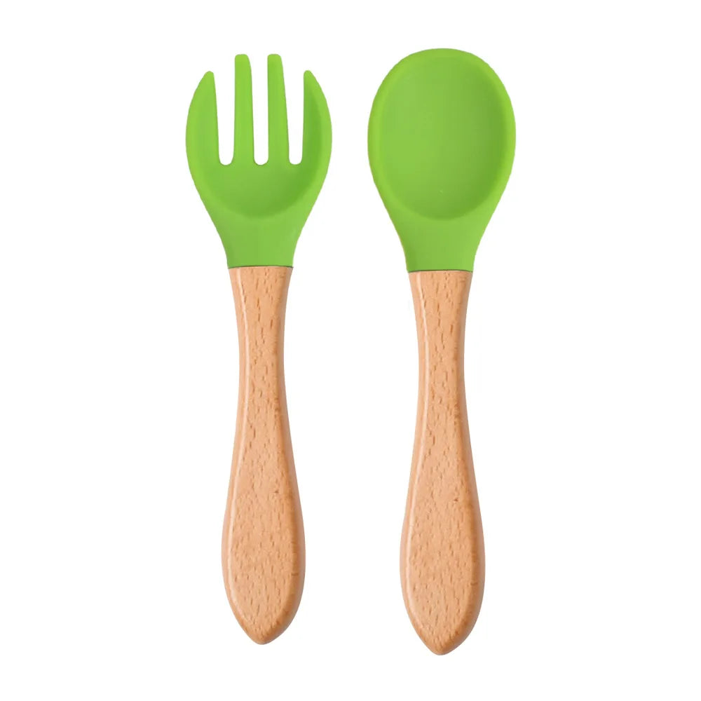 Baby Silicone Training Spoon Fork Set