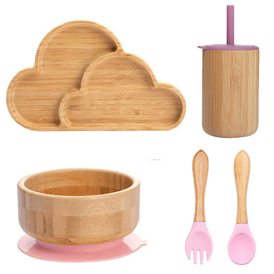 Children's Non-Slip Bamboo Tableware Set