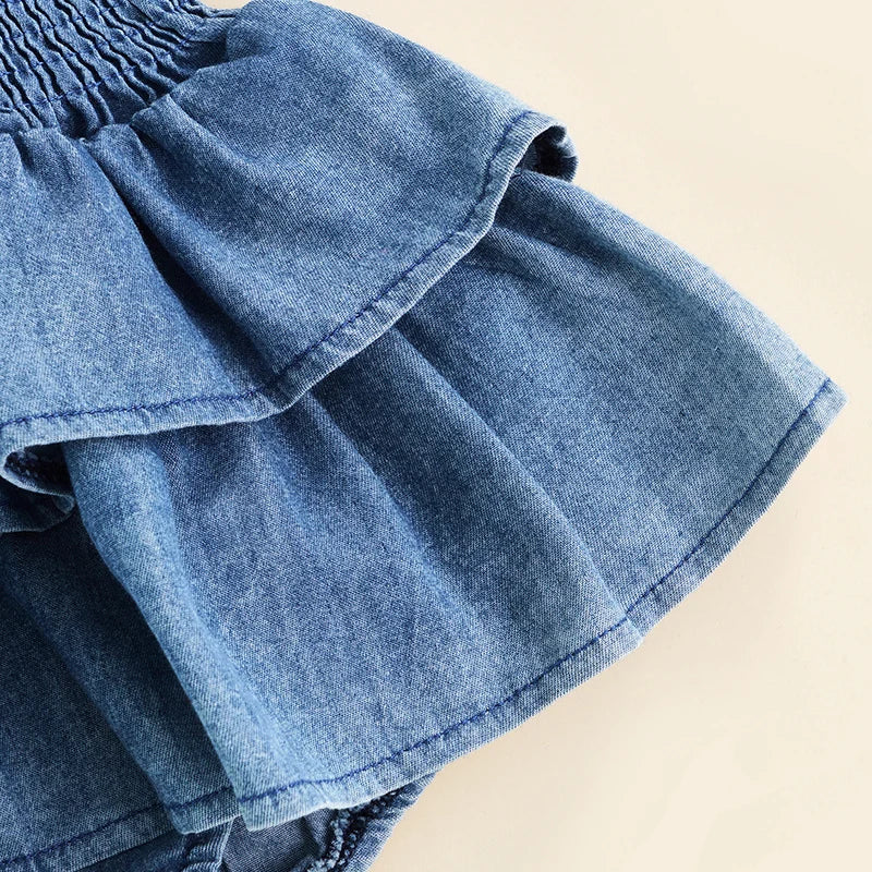 Babysommar ärmlös denim jumpsuit