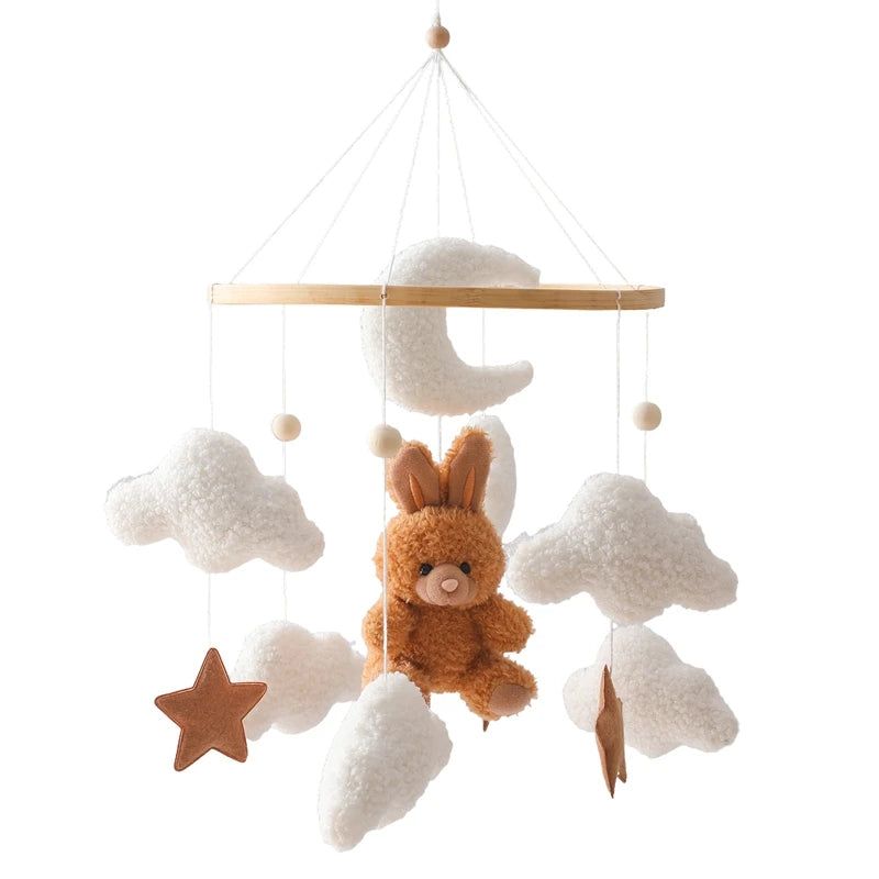 Soft Felt Teddy Bear Wooden Crib Toy