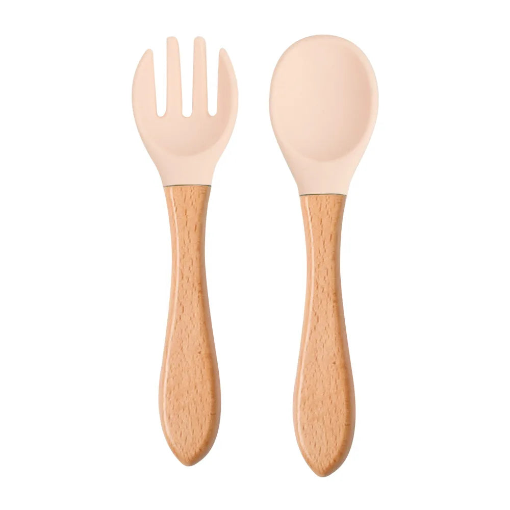 Baby Silicone Training Spoon Fork Set