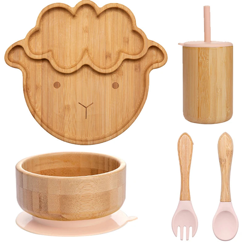 Children's Non-Slip Bamboo Tableware Set