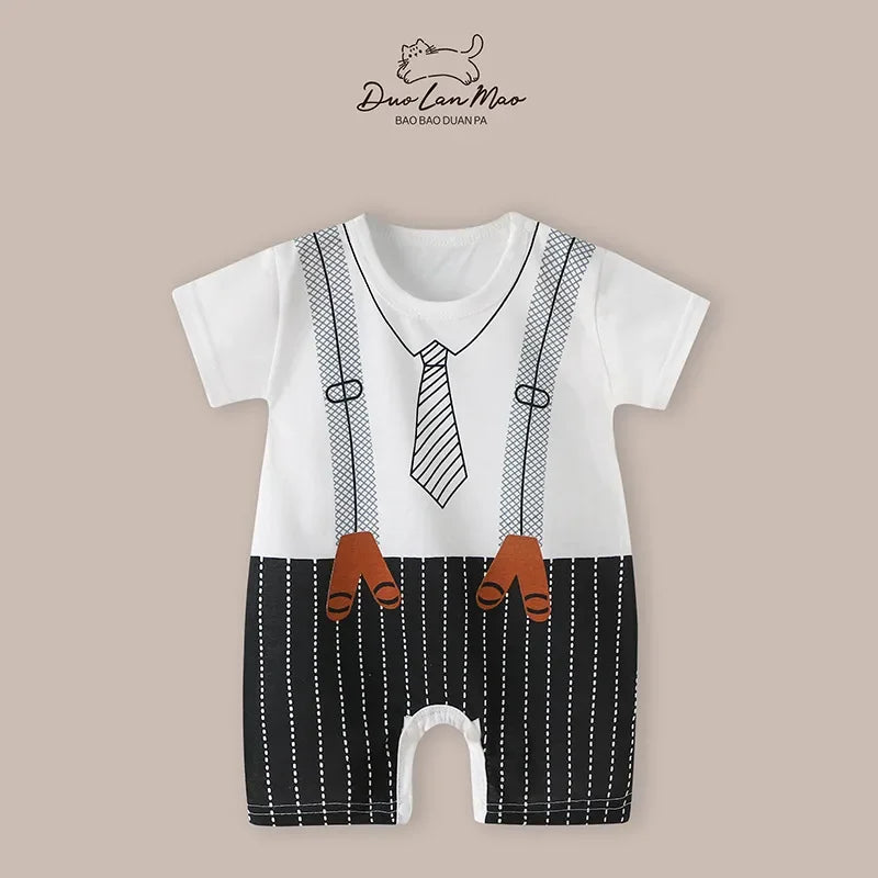 Baby Short Sleeve Thin Cartoon Romper