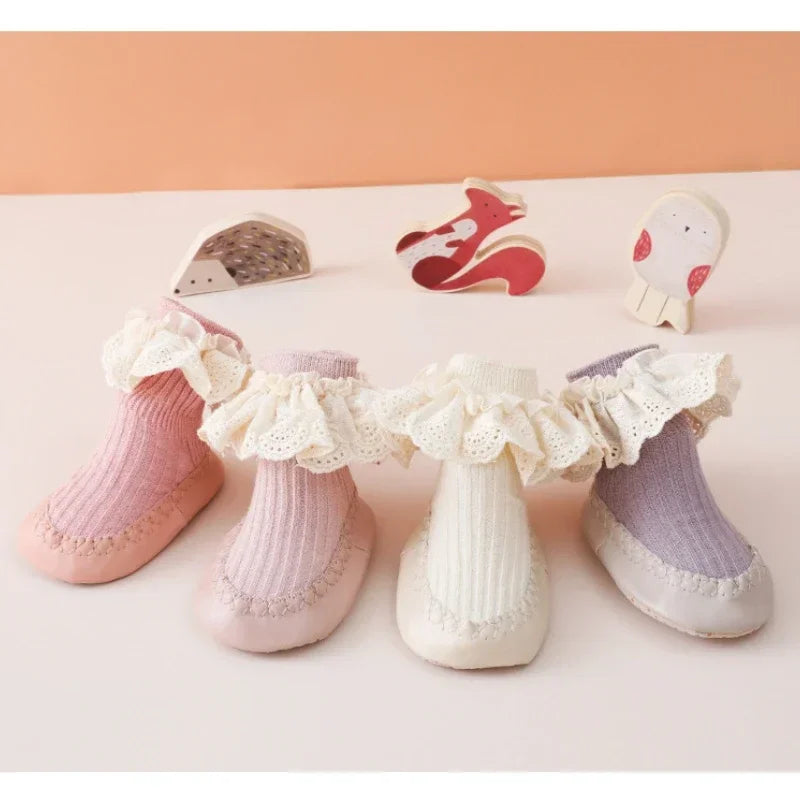 Baby Anti-Slip mjuka golvsockor i bomull