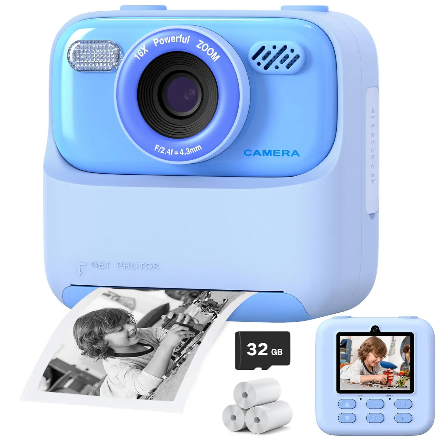 Kids HD Dual Lens Print Digital Camera Toy