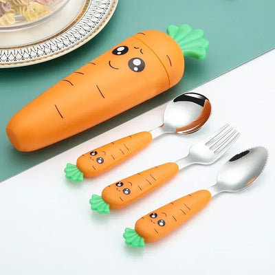 Baby Cartoon Carrot Fork Spoon Set