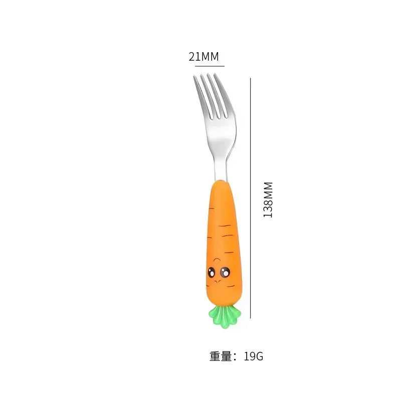 Baby Cartoon Carrot Fork Spoon Set