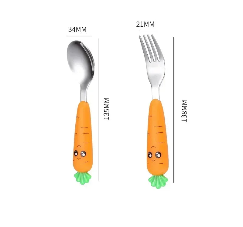 Baby Cartoon Carrot Fork Spoon Set