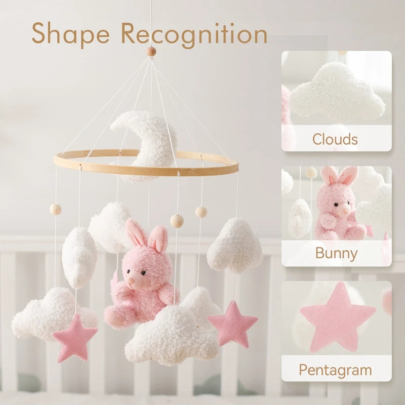 Soft Felt Teddy Bear Wooden Crib Toy