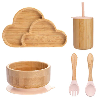 Children's Non-Slip Bamboo Tableware Set