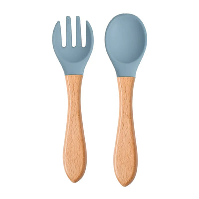 Baby Silicone Training Spoon Fork Set