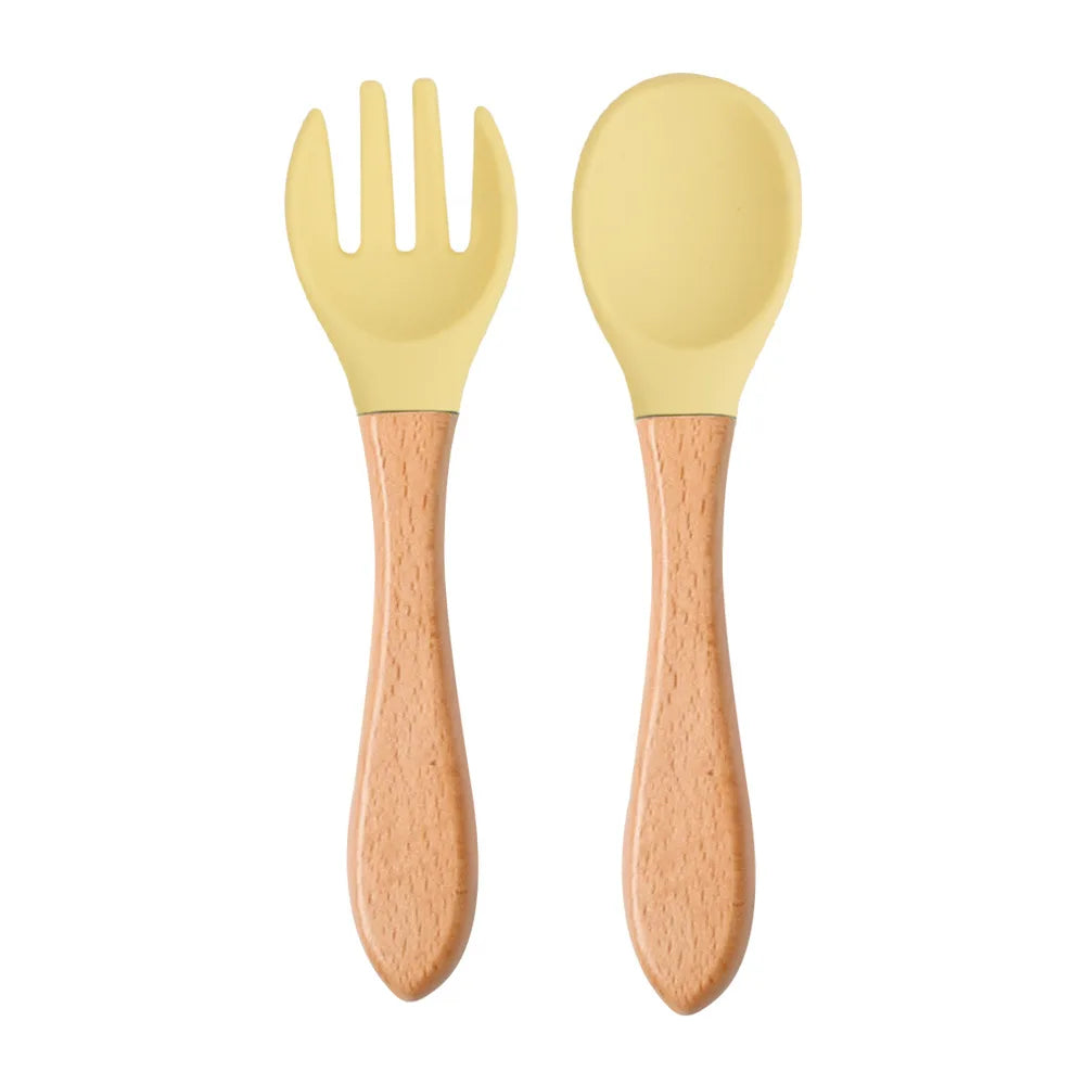 Baby Silicone Training Spoon Fork Set