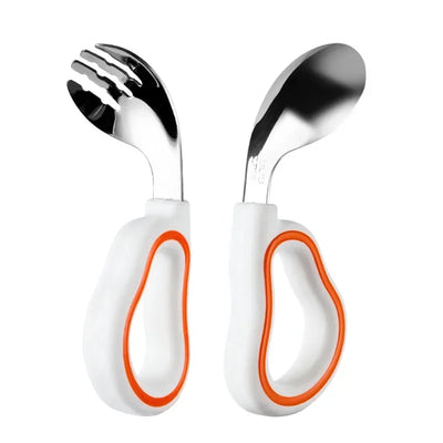 Baby Eating Training Soft Silicone Spoon Fork Set