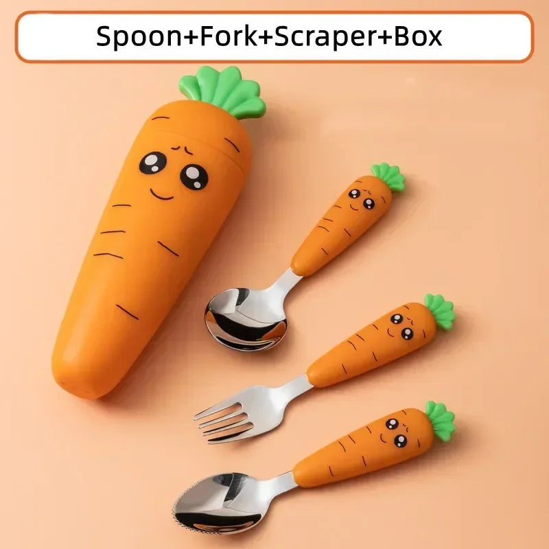 Baby Cartoon Carrot Fork Spoon Set