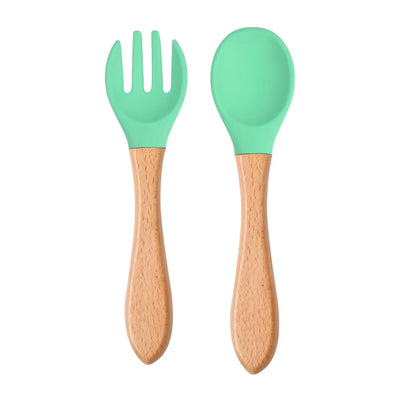 Baby Silicone Training Spoon Fork Set