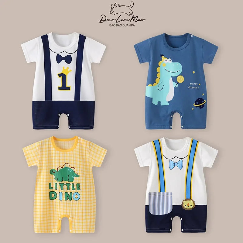 Baby Short Sleeve Thin Cartoon Romper