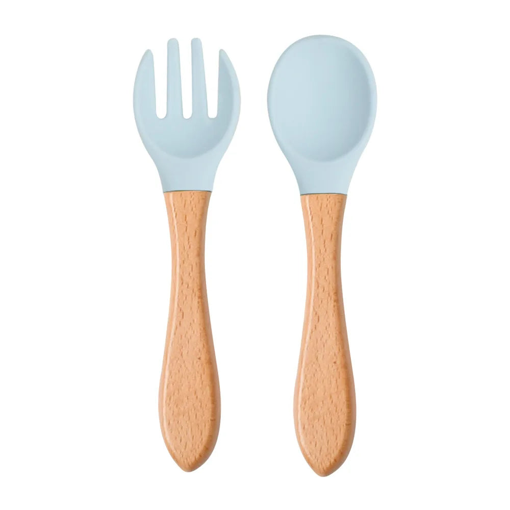 Baby Silicone Training Spoon Fork Set