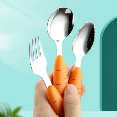 Baby Cartoon Carrot Fork Spoon Set