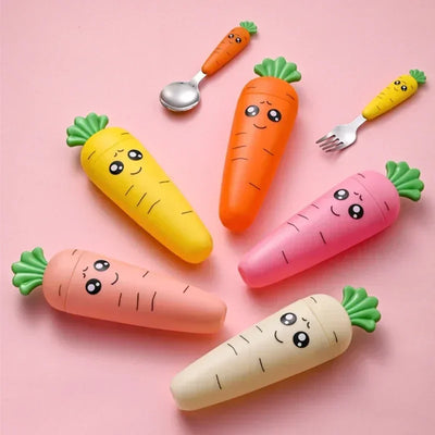 Baby Cartoon Carrot Fork Spoon Set