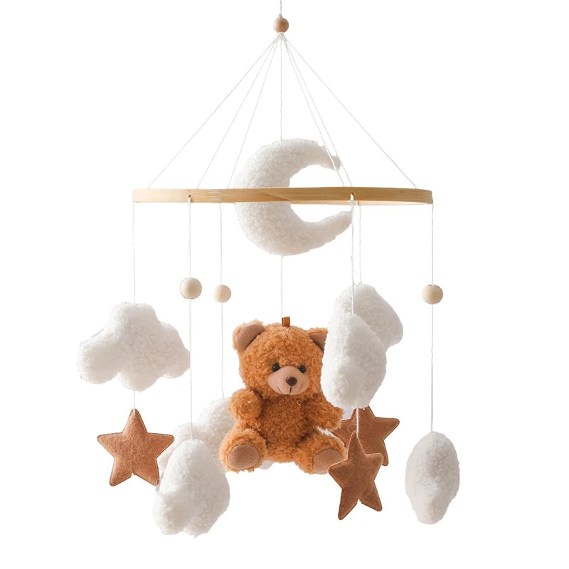 Soft Felt Teddy Bear Wooden Crib Toy