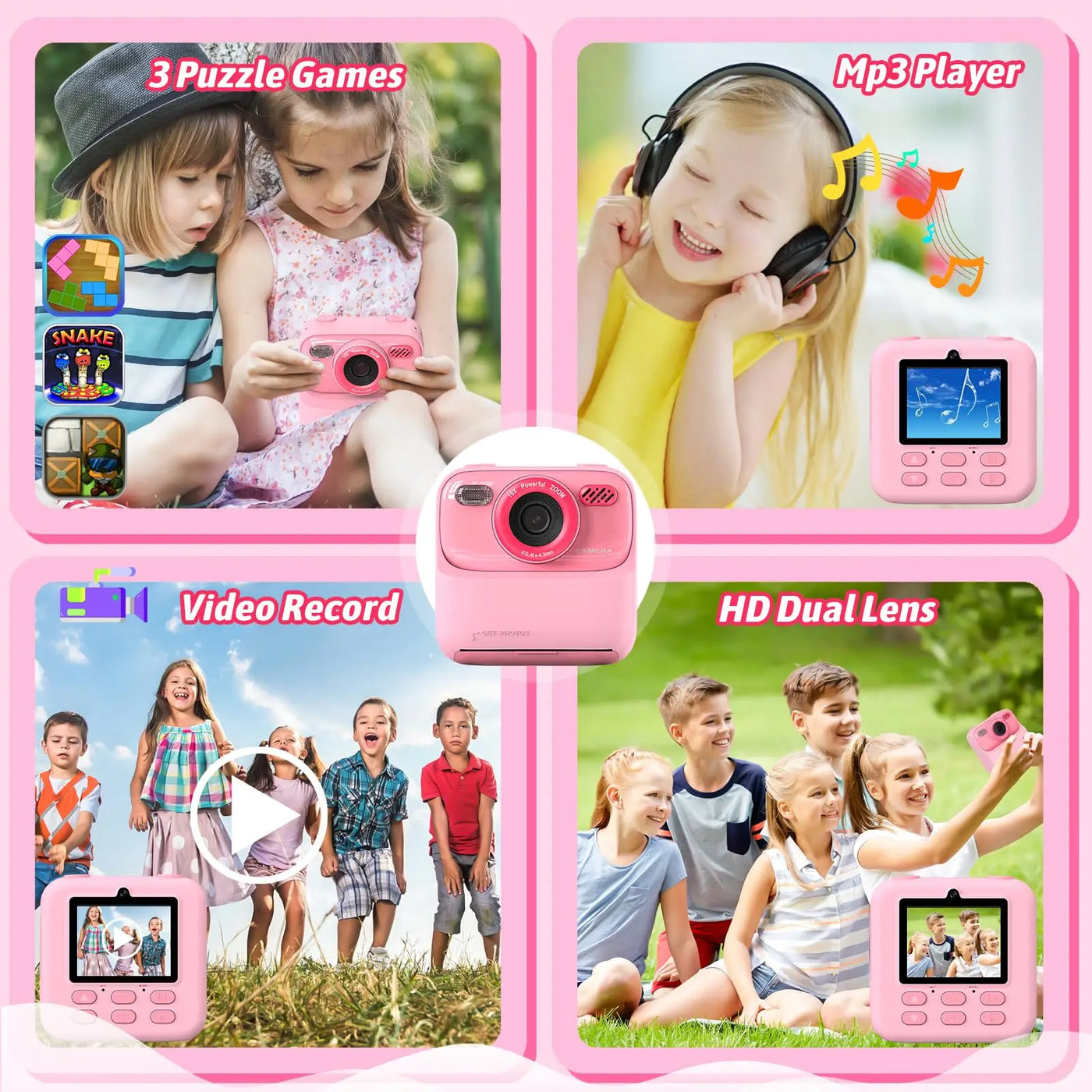 Kids HD Dual Lens Print Digital Camera Toy