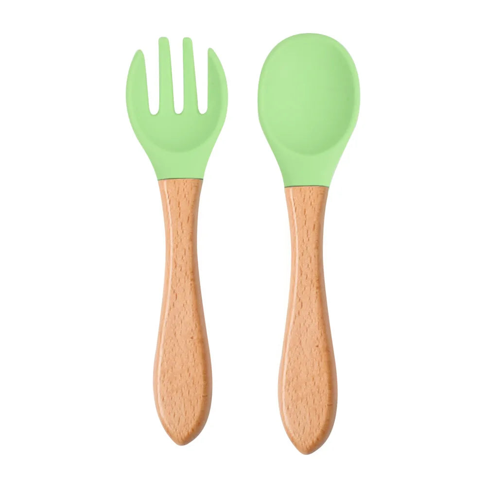 Baby Silicone Training Spoon Fork Set