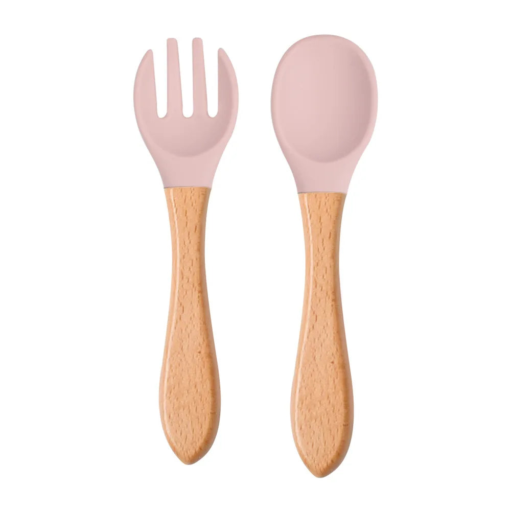 Baby Silicone Training Spoon Fork Set