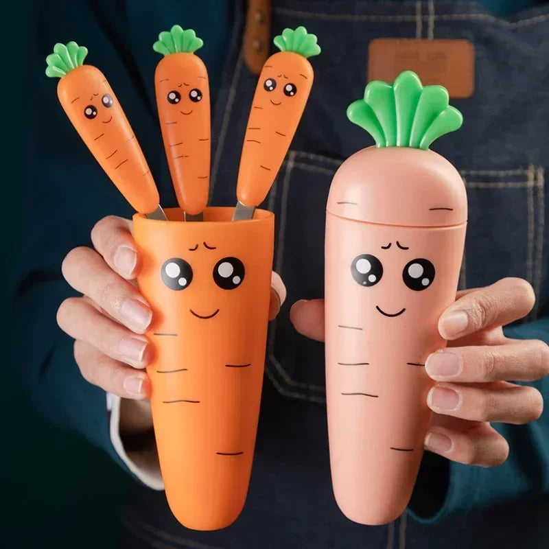 Baby Cartoon Carrot Fork Spoon Set