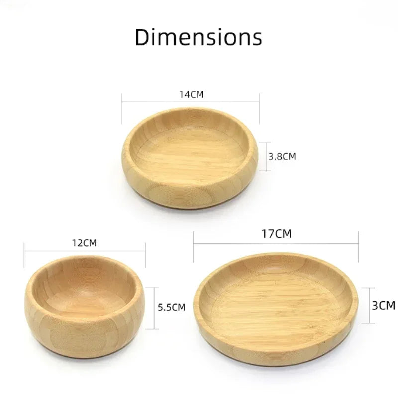 Children Natural Bamboo Tray Bowl Set