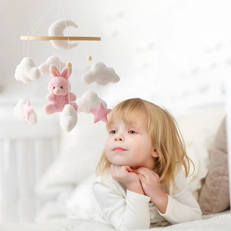 Soft Felt Teddy Bear Wooden Crib Toy