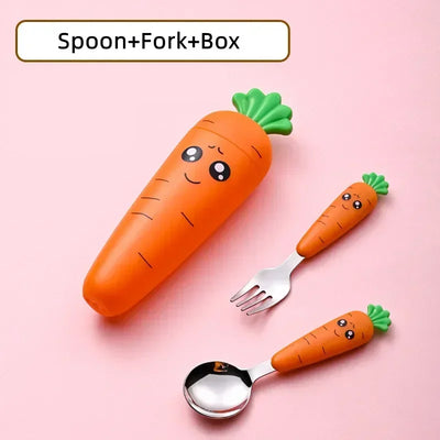 Baby Cartoon Carrot Fork Spoon Set