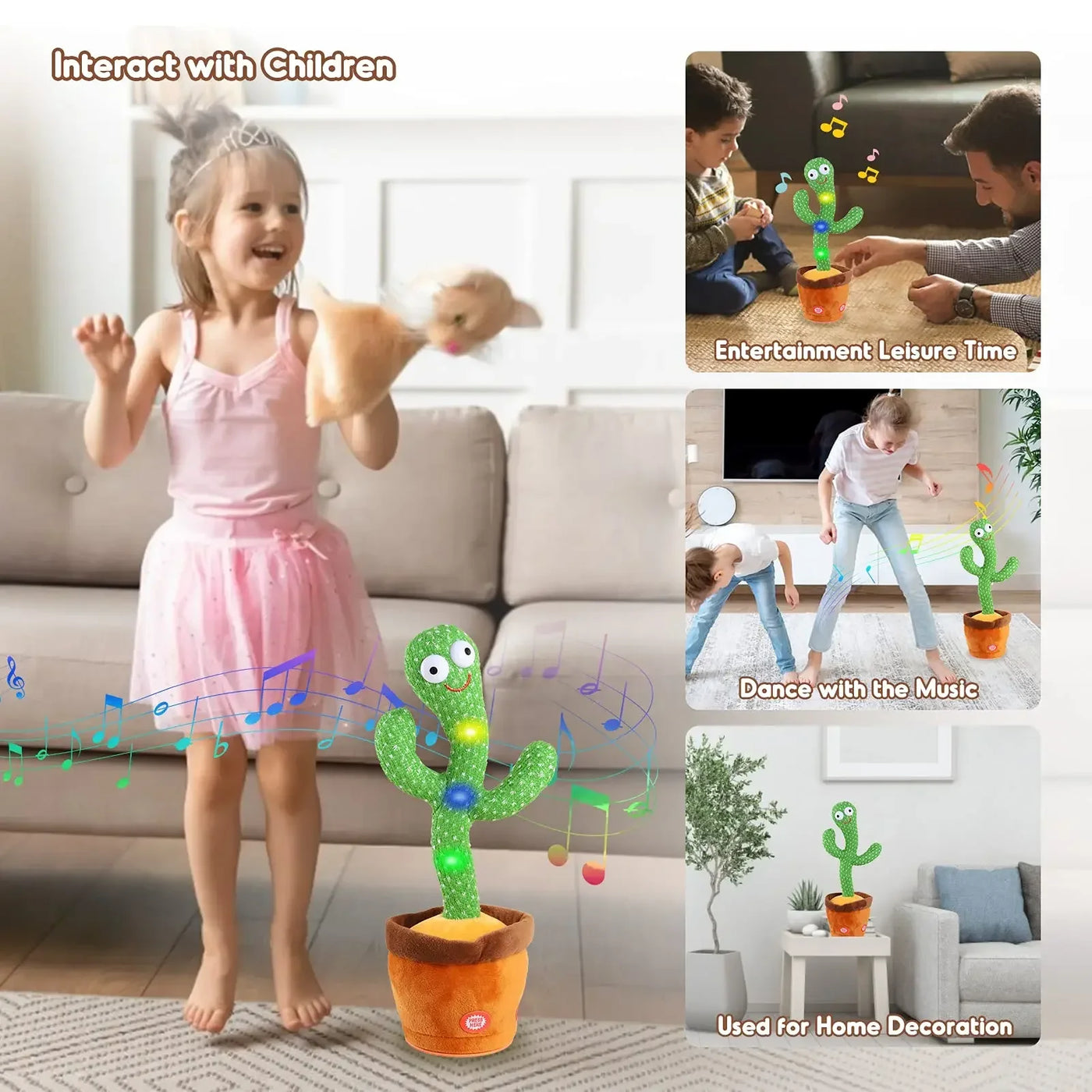 Kids Dancing Talking Cactus Toy