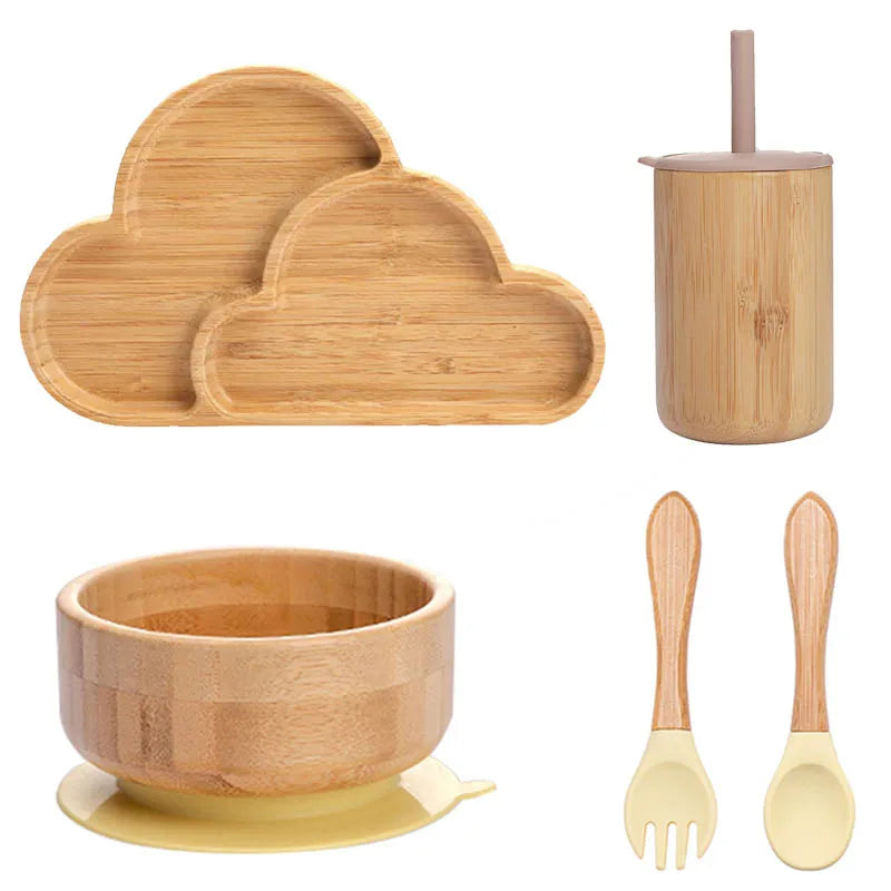 Children's Non-Slip Bamboo Tableware Set