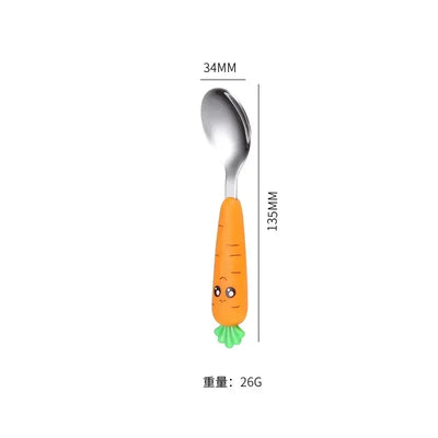 Baby Cartoon Carrot Fork Spoon Set