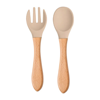 Baby Silicone Training Spoon Fork Set