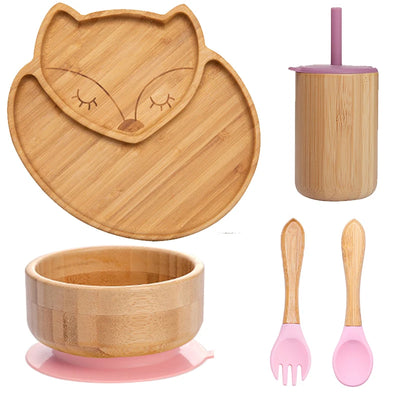 Children's Non-Slip Bamboo Tableware Set