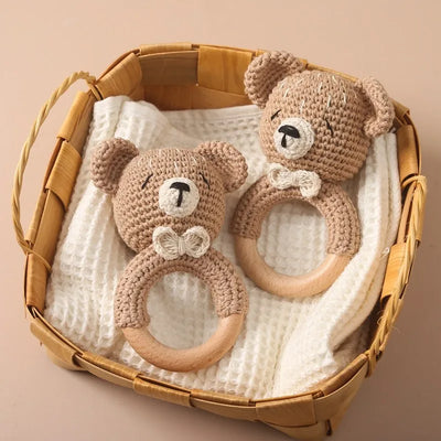 Baby Häkel-Rasselring mit Hasenmotiv