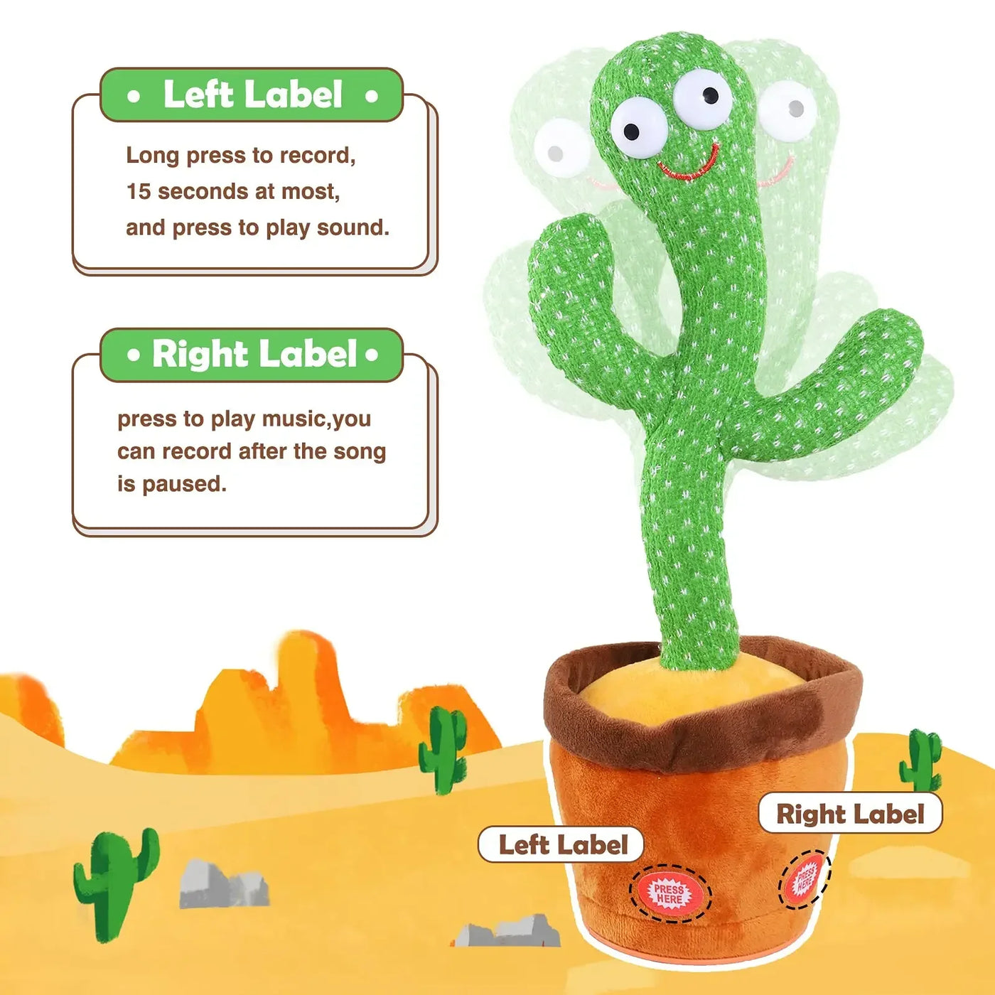 Kids Dancing Talking Cactus Toy