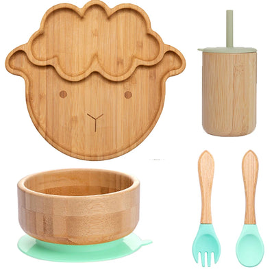 Children's Non-Slip Bamboo Tableware Set