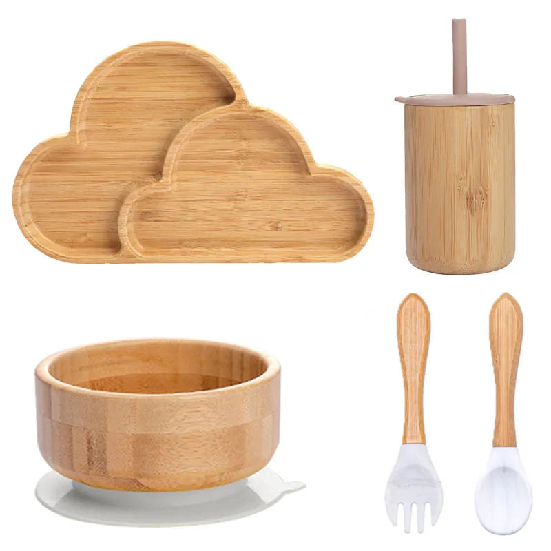 Children's Non-Slip Bamboo Tableware Set