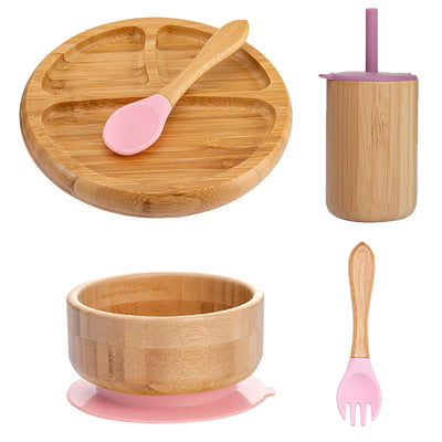 Children's Non-Slip Bamboo Tableware Set