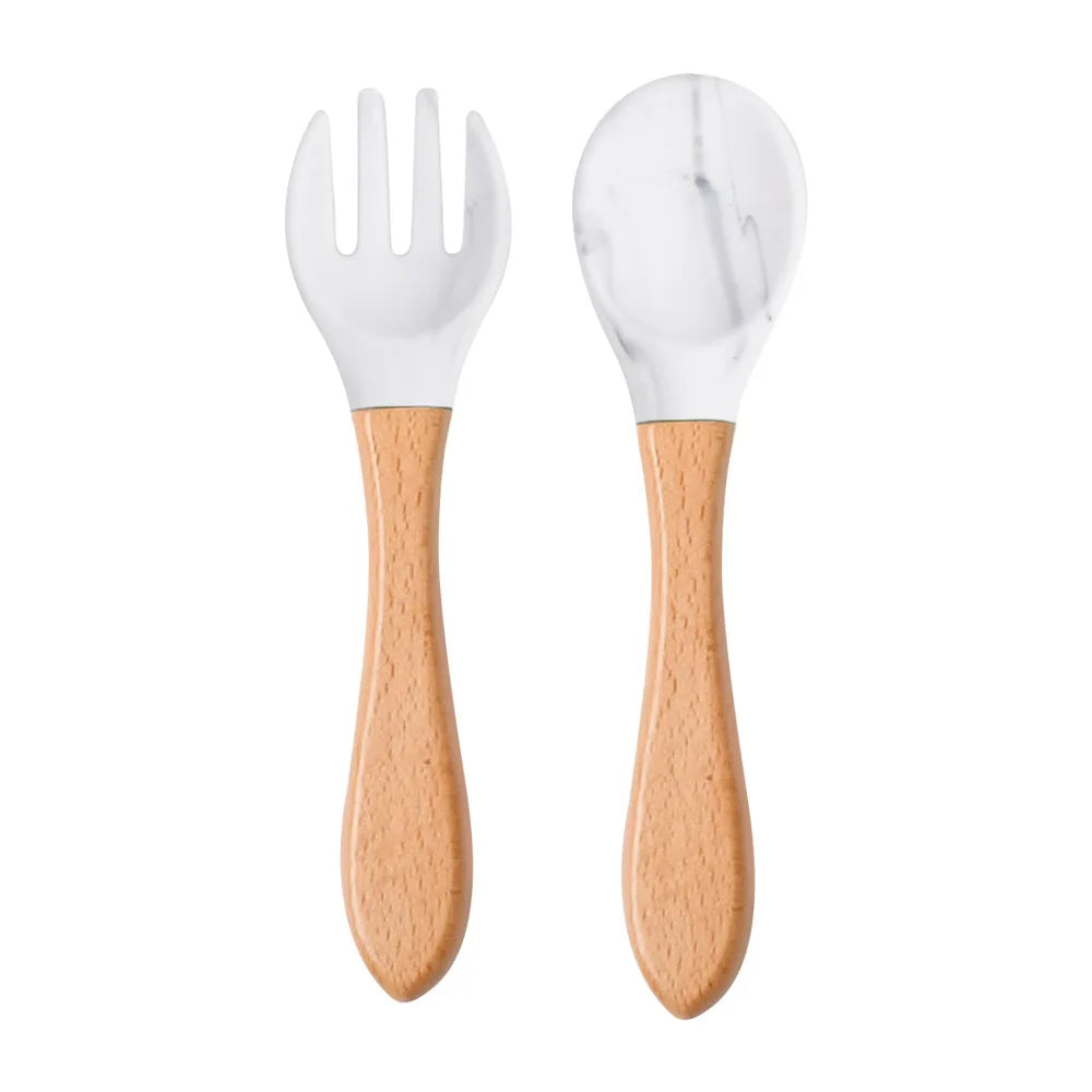 Baby Silicone Training Spoon Fork Set