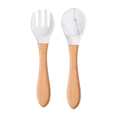 Baby Silicone Training Spoon Fork Set