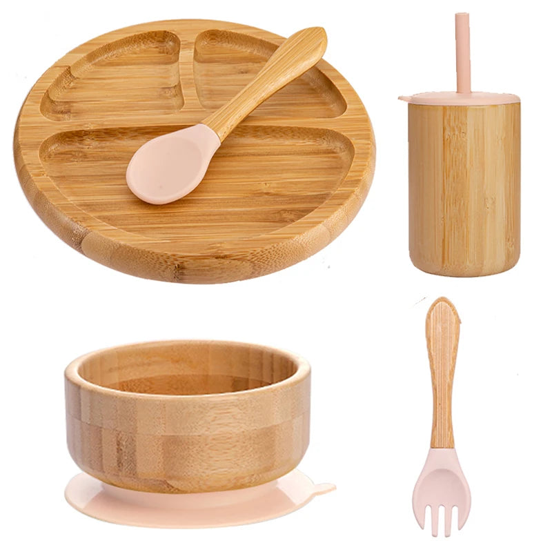 Children's Non-Slip Bamboo Tableware Set