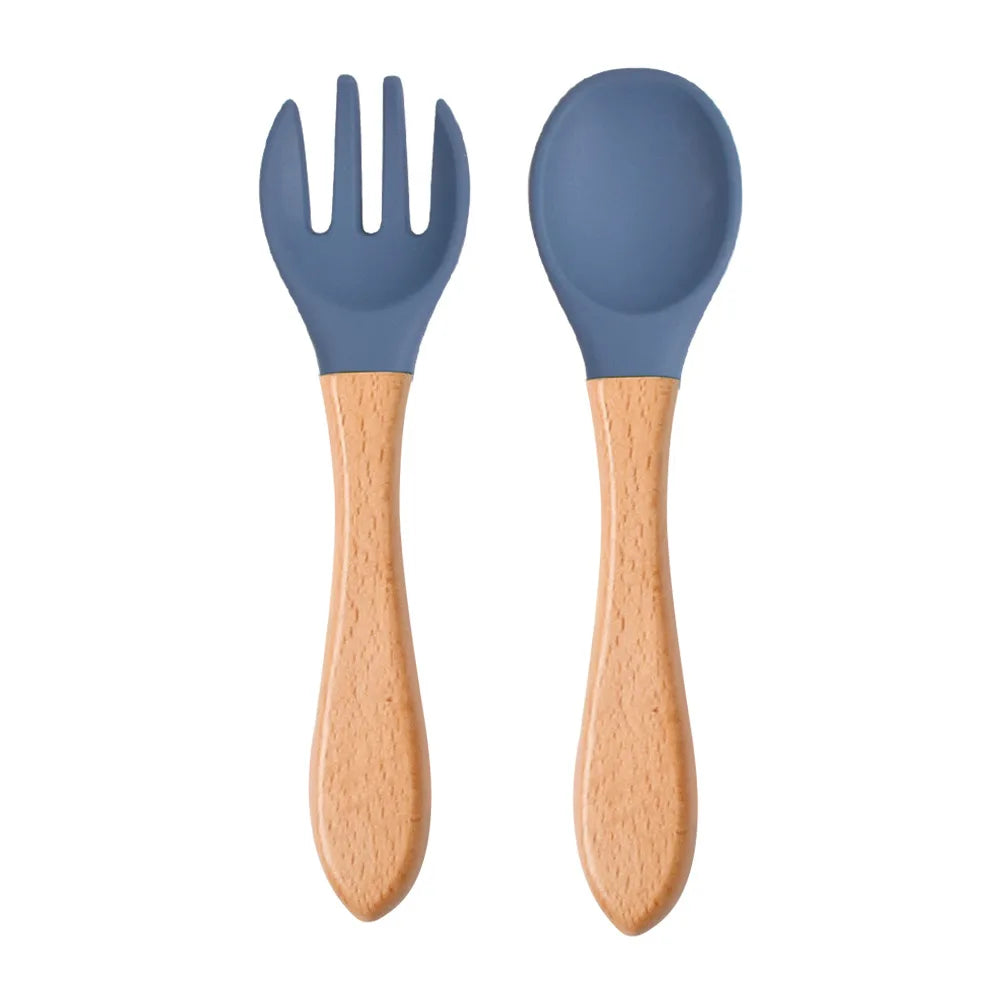 Baby Silicone Training Spoon Fork Set