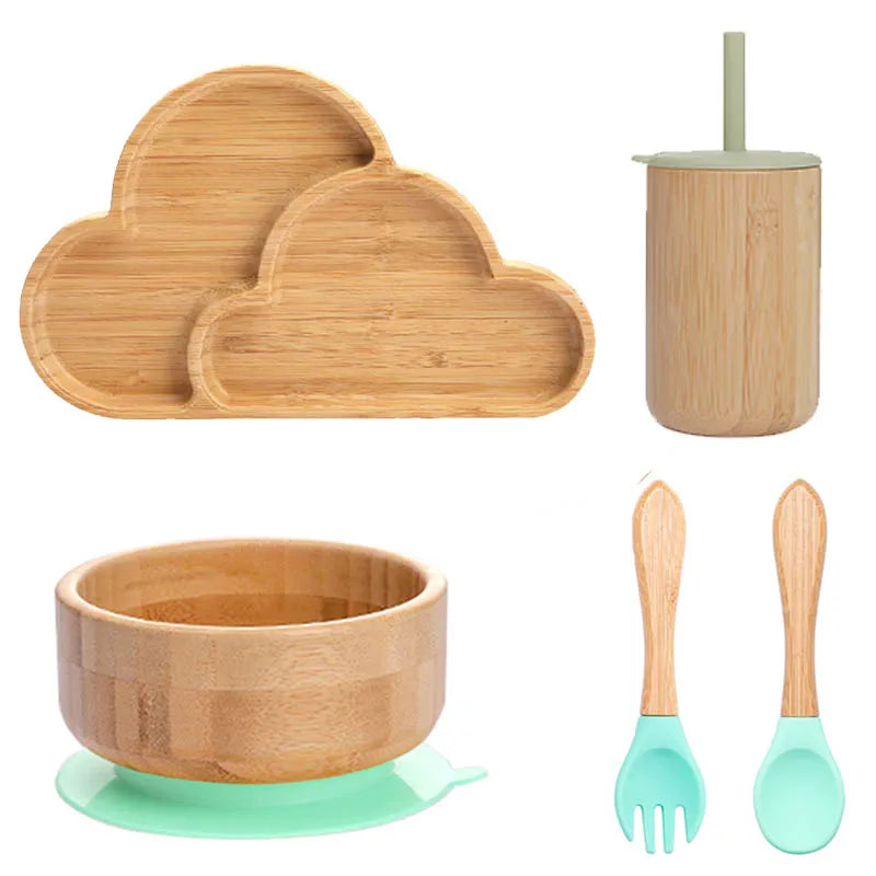 Children's Non-Slip Bamboo Tableware Set