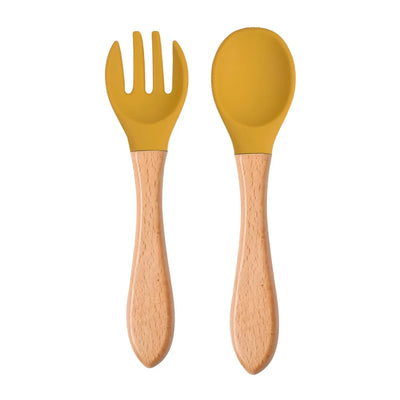 Baby Silicone Training Spoon Fork Set